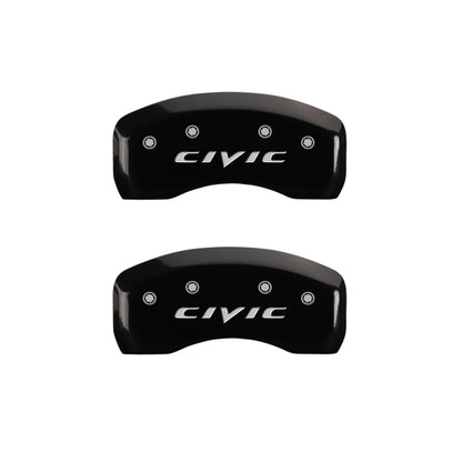 MGP 4 Caliper Covers Engraved Front 2015/Civic Engraved Rear 2015/Civic Black finish silver ch