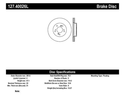 StopTech 97-01 Acura Integra Type R / 97-01 Honda CR-V Slotted & Drilled Left Front Rotor