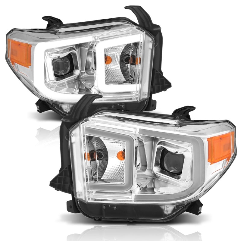 ANZO 14-17 Toyota Tundra Plank Style Projector Headlights Chrome w/ Amber