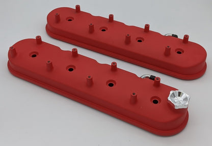 Granatelli 96-22 GM LS Tall Valve Cover w/Integral Angled Coil Mounts - Red Wrinkle (Pair)