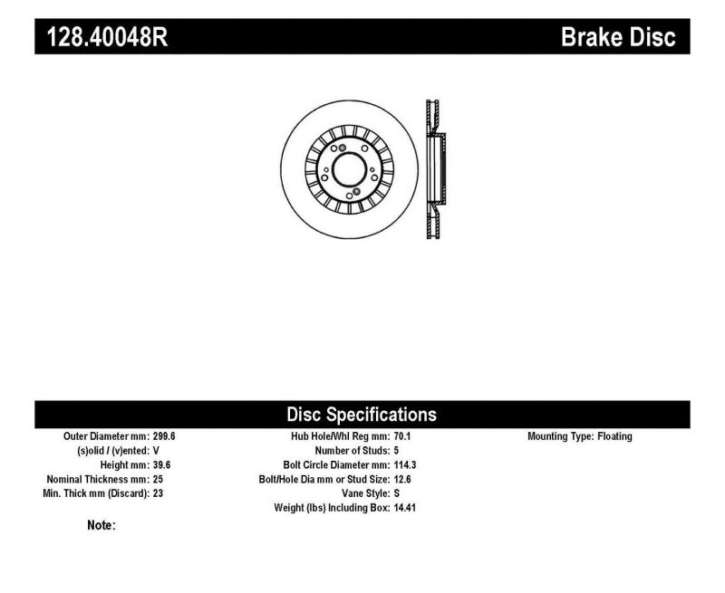 StopTech 00-09 Honda S2000 Front Drilled Right Rotor