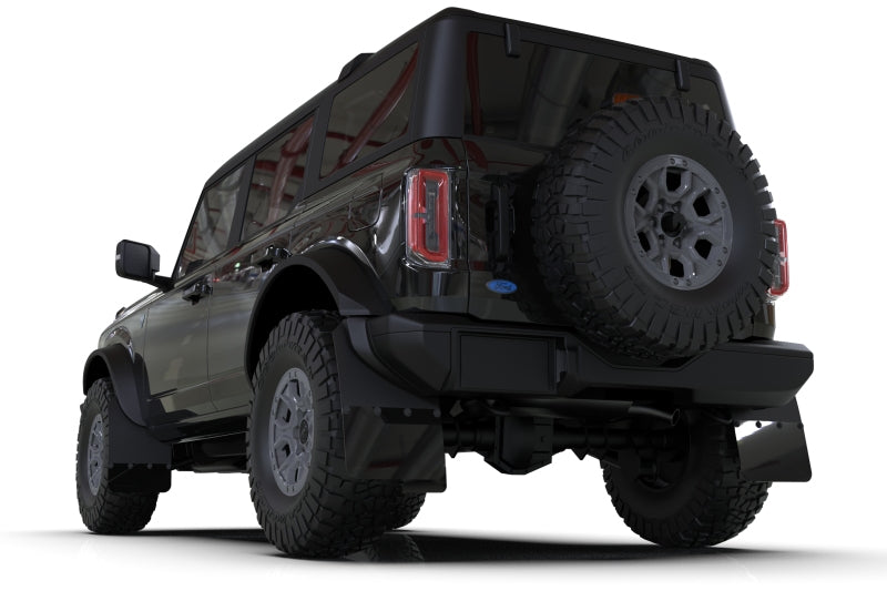 Rally Armor 21-24 Ford Bronco (Steel Bmpr + RB - NO Rptr/Sprt) Blk Mud Flap w/Met. Blk Logo