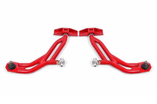 BMR 10-14 Ford Mustang Adj. Lower A-Arms w/ Delrin/Rod End / 19mm Tall Ball Joint - Red