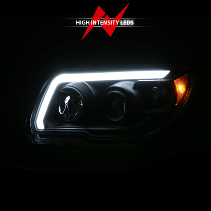 ANZO 06-09 Toyota 4 Runner Projector Headlights Plank Style - Black