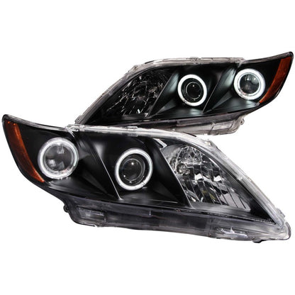 ANZO 2007-2009 Toyota Camry Projector Headlights w/ Halo Black