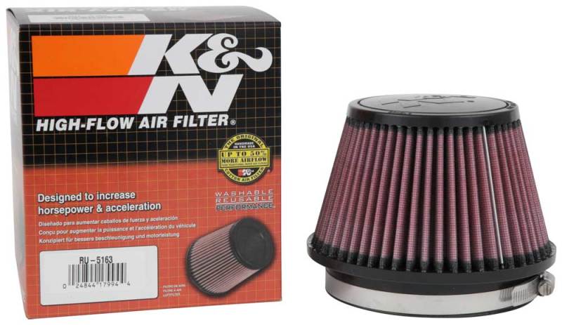 K&N Universal Rubber Filter 5in Flange ID x 6.5in Base OD x 4.5in Top OD x 4.125in Height