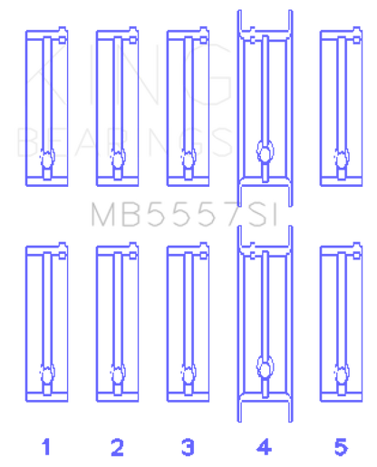 King Engine Bearings ChevrolET 121Ci/Ln2 134Ci (Size +0.50mm) Main Bearing Set