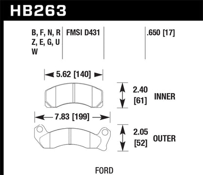 Hawk 1987-1993 Ford Mustang GT 5.0 HPS 5.0 Front Brake Pads