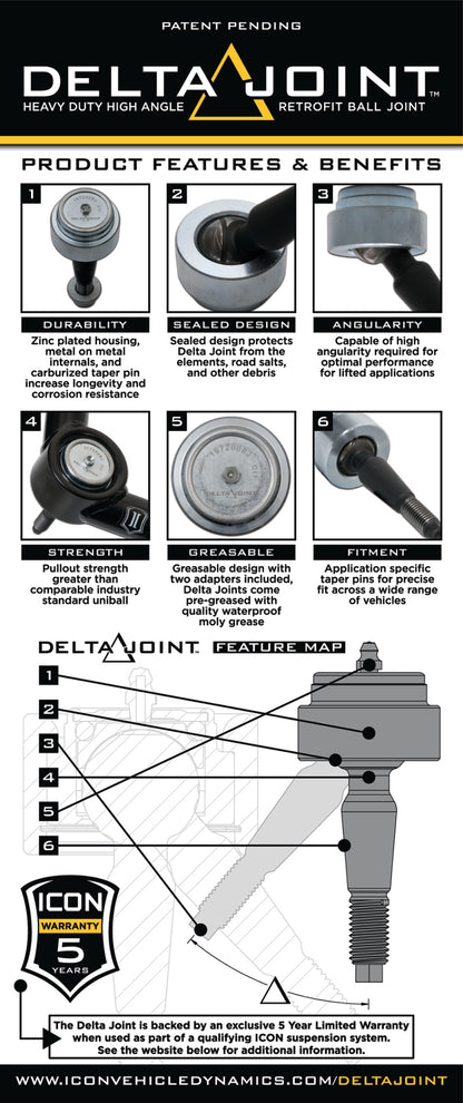 ICON 2005+ Toyota Tacoma/2007+ Toyota Tundra/2016+ Nissan Titan XD/2019+ GM 1500 Delta Joint Kit