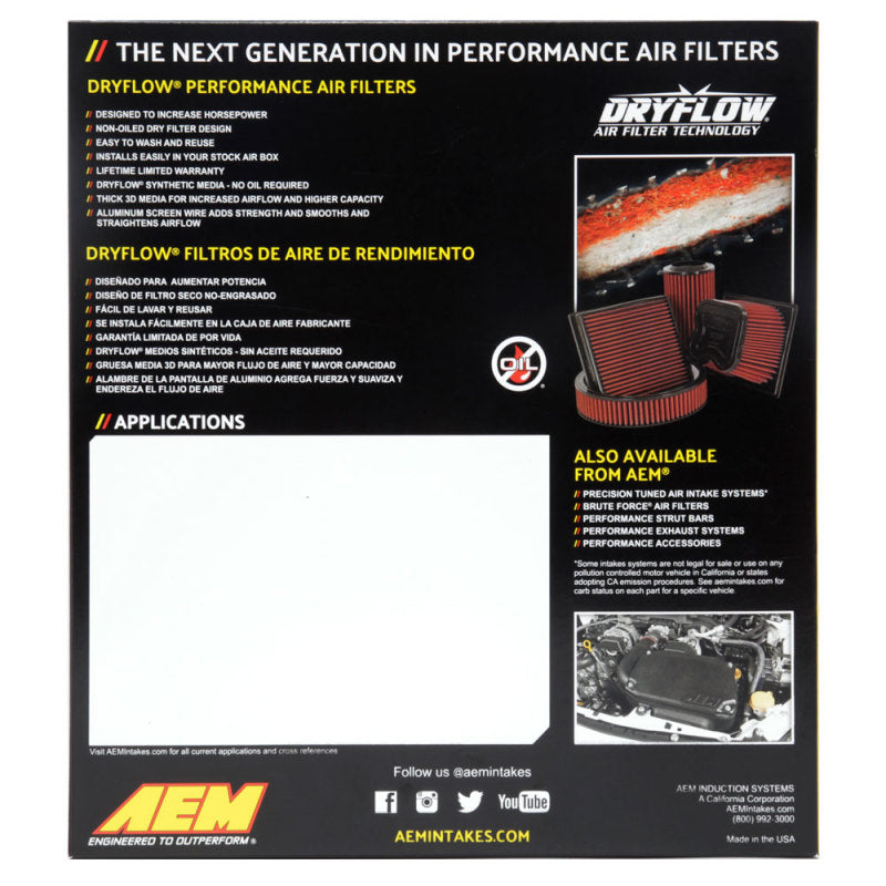 AEM 08-11 Lexus GS460 4.6L V8 DryFlow Air Filter