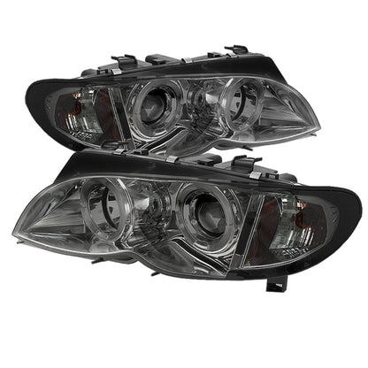 Spyder BMW E46 3-Series 02-05 4DR Projector Headlights 1PC LED Halo Smke PRO-YD-BMWE4602-4D-AM-SM