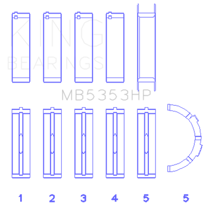 King Ford 281 4.6L SOHC 16V Performance Main Bearing Set - Oversize .026